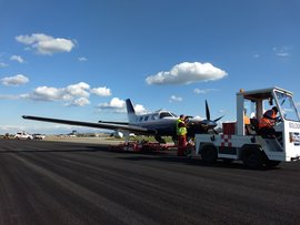 Piper on the runway